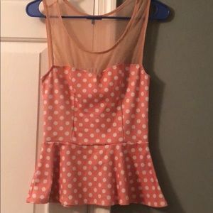 Pink and white polka dot top
